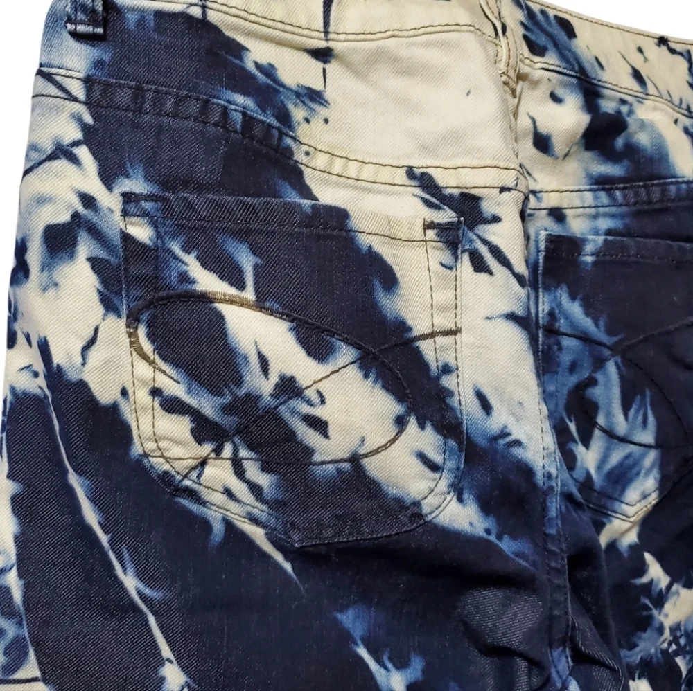 Chico's Women's Demin Indigo Blue Reverse Tie-Dye Jeans Size 0 Short - Picture 8 of 14